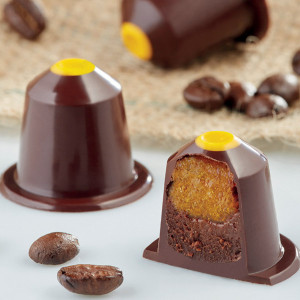 Moule &agrave; chocolat polycarbonate 21 capsules caf&eacute;