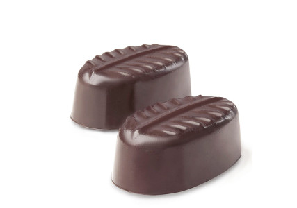 Moule à chocolat polystyrène 24 bonbons ovales décor feuille