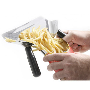 Pelle &agrave; frites inox double poign&eacute;e