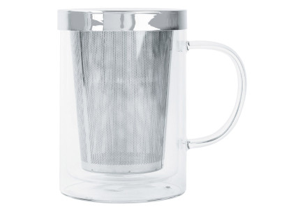 Mug en verre double paroi avec infuseur 400 ml Verbena - Cristel