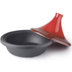 Plat &agrave; tajine induction en fonte et terre cuite