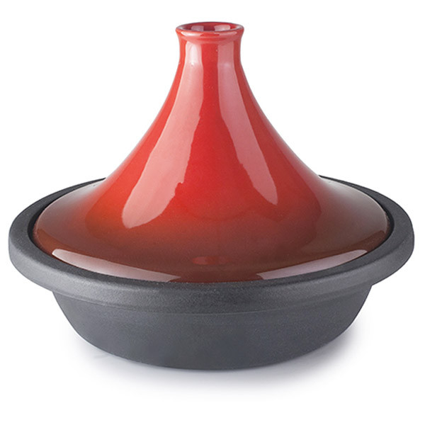 Plat &agrave; tajine induction en fonte et terre cuite