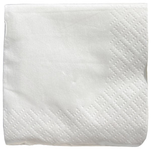 Serviette cocktail ouate blanche 2 plis - 20x20 cm (x100)