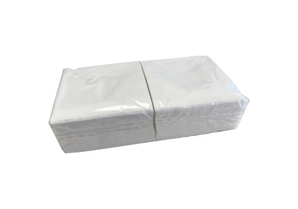 Serviette cocktail ouate blanche 2 plis - 20x20 cm (x100)