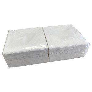 Serviette cocktail ouate blanche 2 plis - 20x20 cm (x100)