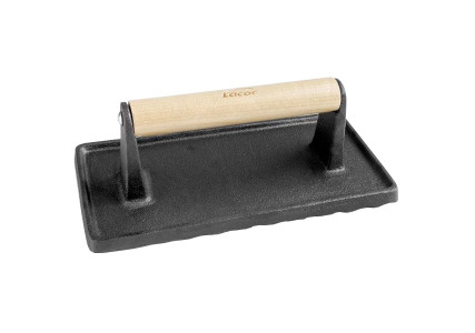 Smasher à viande rectangulaire en fonte rainurée