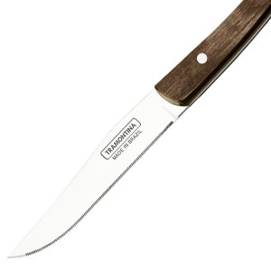 Couteau &agrave; steak manche bois marron lame microdent&eacute;e French - Tramontina