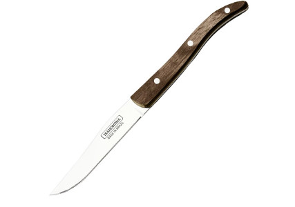 Couteau à steak manche bois marron lame microdentée French - Tramontina