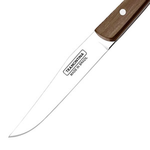 Couteau &agrave; steak manche bois marron lame lisse French - Tramontina