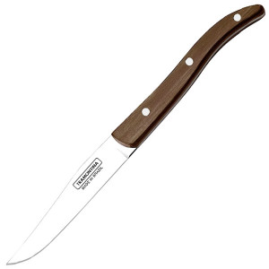 Couteau &agrave; steak manche bois marron lame lisse French - Tramontina