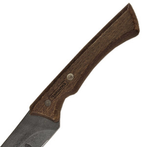 Couteau &agrave; viande courb&eacute; alv&eacute;ol&eacute; manche bois lame noire Black Churrasco - Tramontina