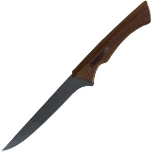 Couteau &agrave; d&eacute;sosser droit manche bois lame noire Black Churrasco - Tramontina