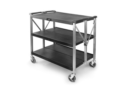 Chariot de service pliable en inox et polypropylène 3 niveaux