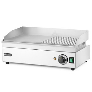Plancha grill &eacute;lectrique acier tremp&eacute; 1/2 lisse et 1/2 rainur&eacute;e 2400W Kitchen Line - Hendi
