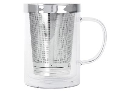Mug en verre double paroi avec infuseur 400 ml Verbena - Cristel