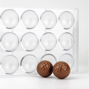 Moule &agrave; chocolat copolyester 15 demi balles de golf - Martellato