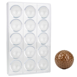 Moule &agrave; chocolat copolyester 15 demi balles de golf - Martellato
