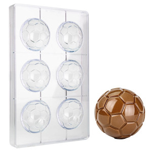 Moule &agrave; chocolat copolyester 6 demi ballons de foot - Martellato