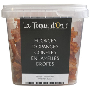 Ecorces d'oranges confites en lamelles droites