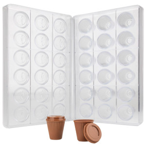 Kit moule &agrave; chocolat copolyester 3D 18 mugs caf&eacute; Barista - Martellato