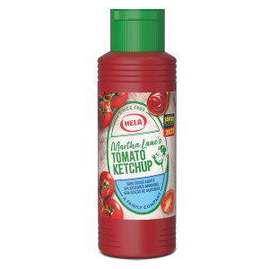 Ketchup tomate fruit&eacute;e sans sucre ajout&eacute; Hela 300 ml - DDM Courte