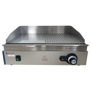 Plancha &eacute;lectrique acier chrom&eacute; 1/2 lisse 1/2 rainur&eacute;e 2400W Profil Line - Hendi - D&eacute;class&eacute;