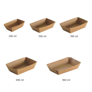 Barquette rectangulaire carton kraft brun (x250)