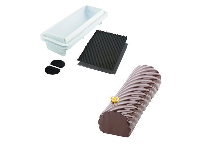 Moule à bûche silicone avec tapis torsadé et lisse - Silikomart